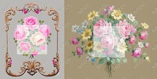 Roses Bouquet In Elborate Frame Handpainted Design Needlepoint Canvas