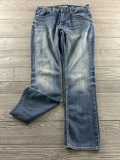 BKE Jeans Mens 32 Short Blue Jake Buckle Dark Wash Out Faded Denim Pants