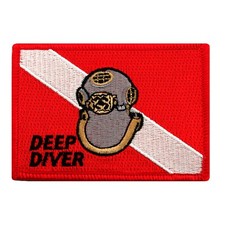 SCUBA DIVING PATCH DEEP DIVER Mark V Helmet IRON-ON MK-5 NAVY iron-on DIVER DOWN