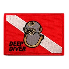SCUBA DIVING PATCH DEEP DIVER Mark V Helmet IRON-ON MK-5 NAVY iron-on DIVER DOWN