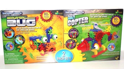 TECHNO GEARS 2 PK SET CRAZY COPTER BIONIC BUG STEM PRDCT 80+ PCS EACH GIFT IDEAS
