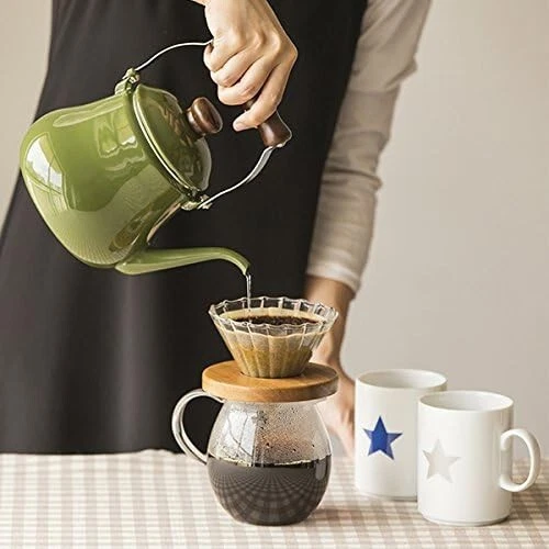 Kurihara Harumi Enamel Kettle 1.5L Green Gas Stove Japan - Image 2 of 4