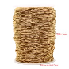 2mm Gold tone Stainless Steel Bulk Necklace rolo Link Chains for Jewelry Making