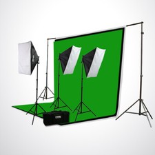 2400W VIDEO PHOTOGRAPHY STUDIO 3 SOFTBOX CHROMAKEY BACKGROUND STAND LIGHTING KIT