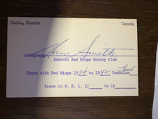 Normie Smith Detroit Red Wings Montreal Maroons signed autograph 3x5 Index Card