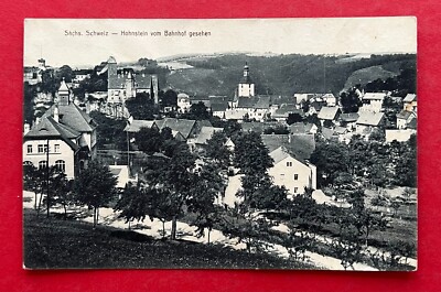 Postcard Saxon Switzerland 1918 Hohnstein seen from the station (128559