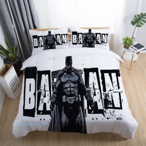 Batman White Quilt Doona Duvet Cover Set Queen King Double Single Bed Batman White Quilt Doona Duvet Cover, Batman Bed Set King Size