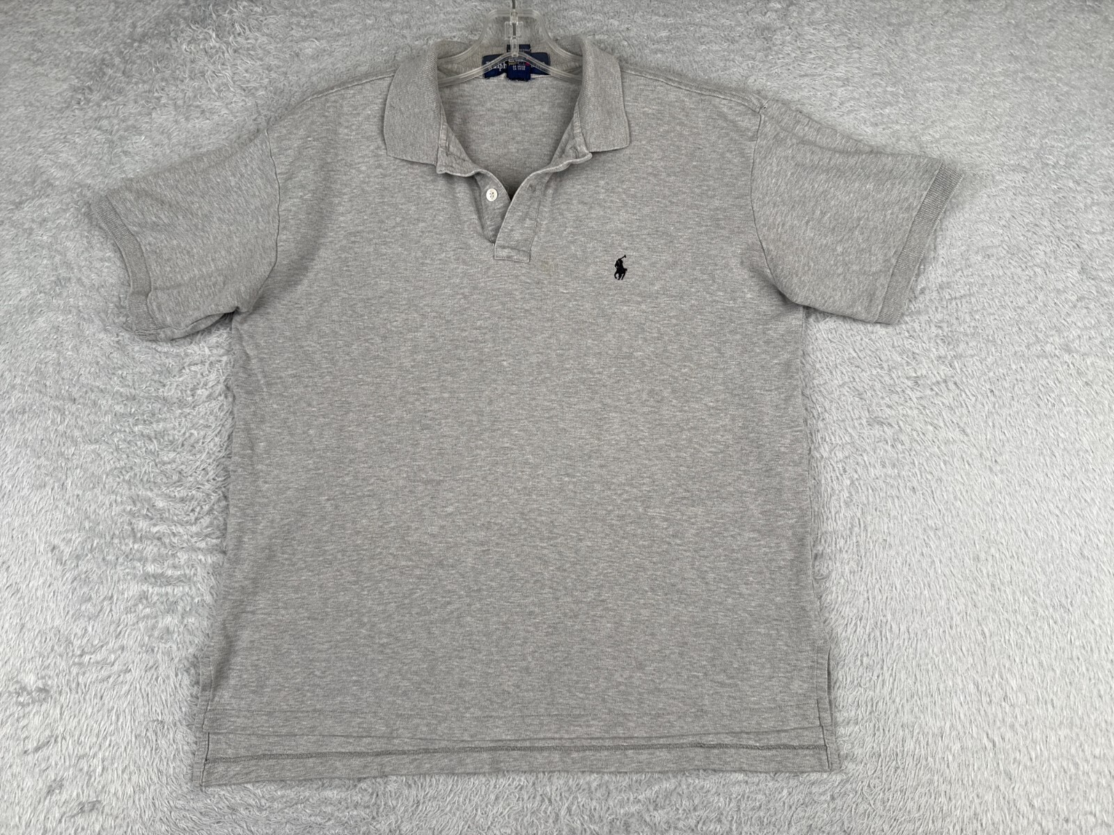 VINTAGE Polo Ralph Lauren Camicia Uomo Grande Grigio Cotone Jersey Pony Golf LEGGI