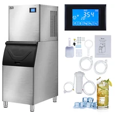 Commercial Ice Maker Machine,550lbs/24H Production,265lbs Storage Bin Industrial
