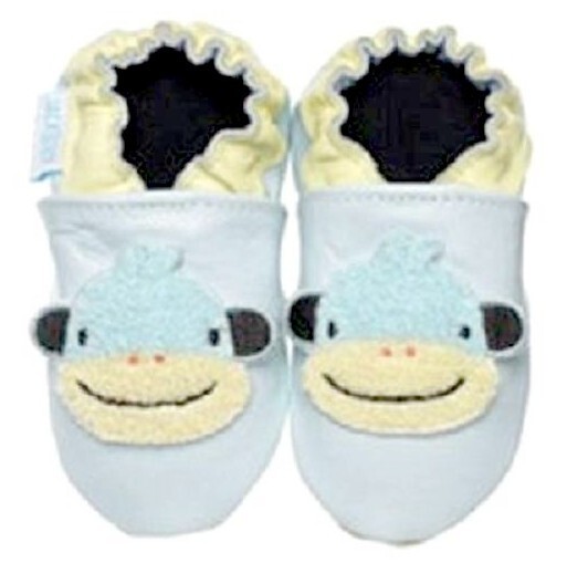 SAOLA NUOVE SCARPE PANTOFOLE JACK & LILY blu SCIMMIA bambino PELLE SUOLA MORBIDA 12 18 mesi