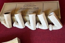 Kaffeehaus Pfeifen 5 Dobbelmanns LAMA  Tonpfeifen m. Verzierung OVP Antik