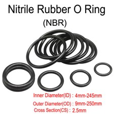 2.5mm Cross Section O Rings Nitrile Rubber NBR 4mm-245mm ID Oil Resistant Seal