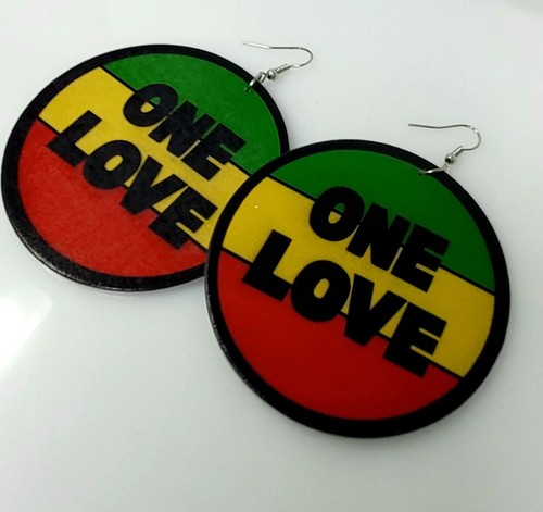 Rasta Earrings Wooden Earrings Africa Earrings Wood Earrings One Love Earrings - Picture 4 of 5