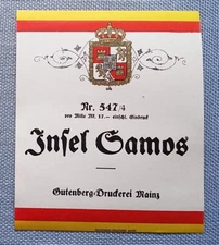 Old Pattern Label Wine Label Label Island Samos Gutenberg Printing House Mainz