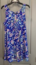 Lauren Ralph Lauren Blue w/ multicolor Paisely print shift sleeveless dress, M