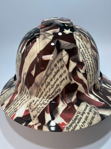 New Full Brim Hard Hat Custom Hydro Dipped 2ND AMENDMENT FLAG. Free Shipping! - Picture 3 of 5