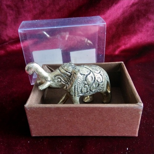 Small Silver Colour Metal Elephant Figurine Ornament INDIAN Boxed