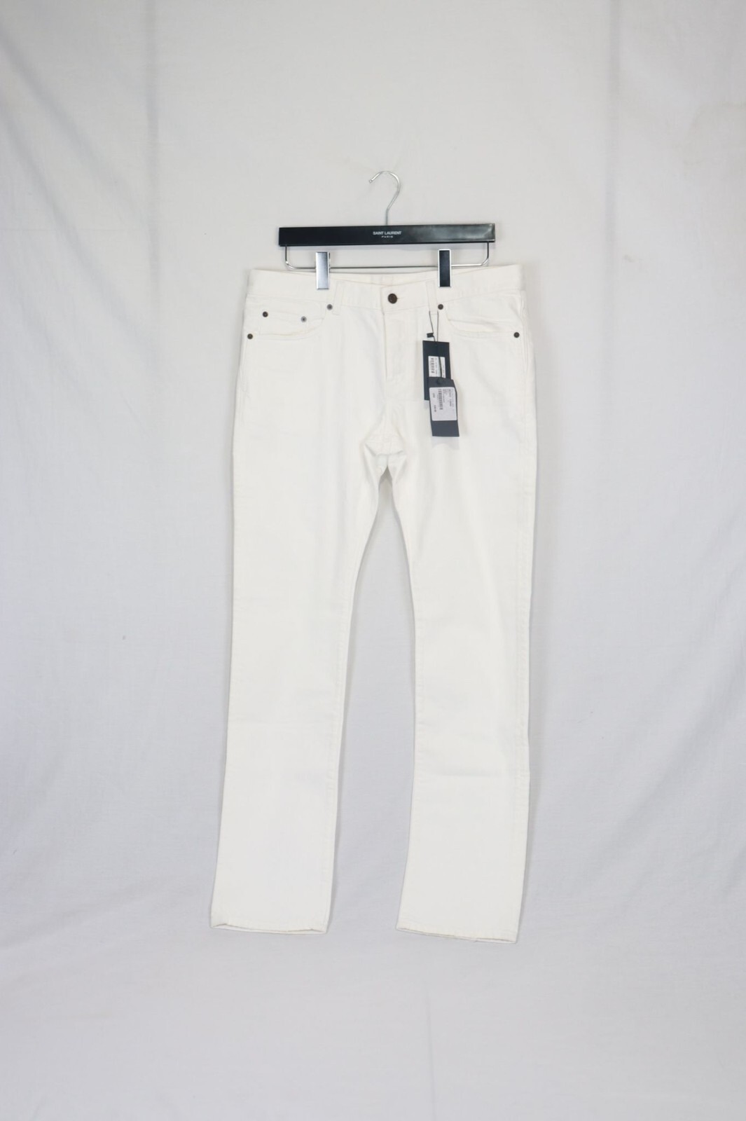Saint Laurent Paris Q:2 D18 denim slim fit bianco nuovo con etichette 33 US