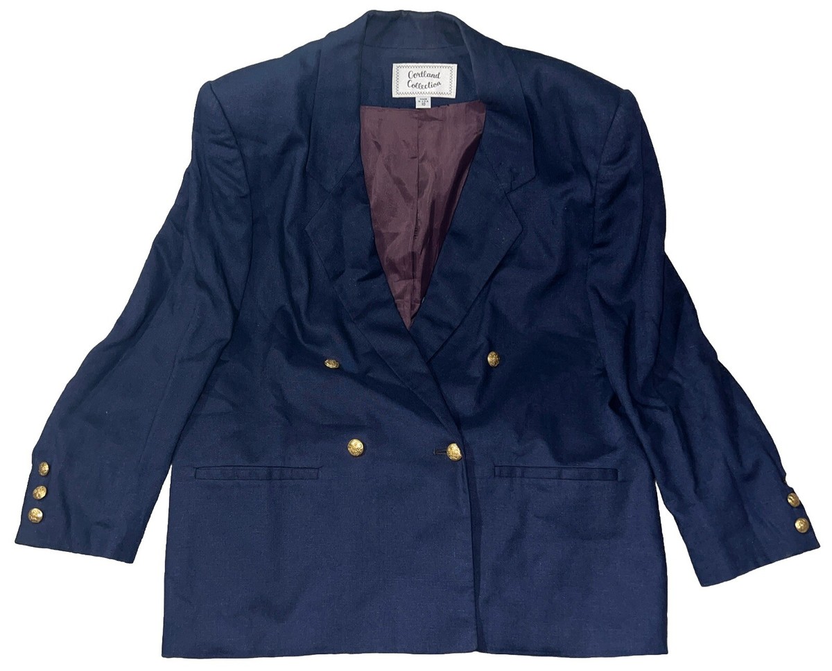 vintage usa製 navy color blazer jacket Vintage 80s Cortland Collection Women 10 Rayon Navy Jacket