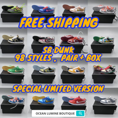 98 Styles SB Dunk 1/6 Mini Shoe Keychain A Pair With Shoe Box Small Collectibles