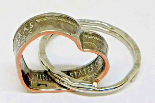 LLAVERO CORAZÓN DE MONEDA EE. UU. CUARTO DE ESTADO tú también eliges los anillos de moneda del estado - Imagen 4 de 4