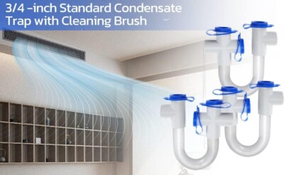 Trappola Per Condensa HVAC Da 3/4'' In PVC Con Spazzola Di Pulizia - Sifone A U Per Aria Condizionata (Confezione Da 3)