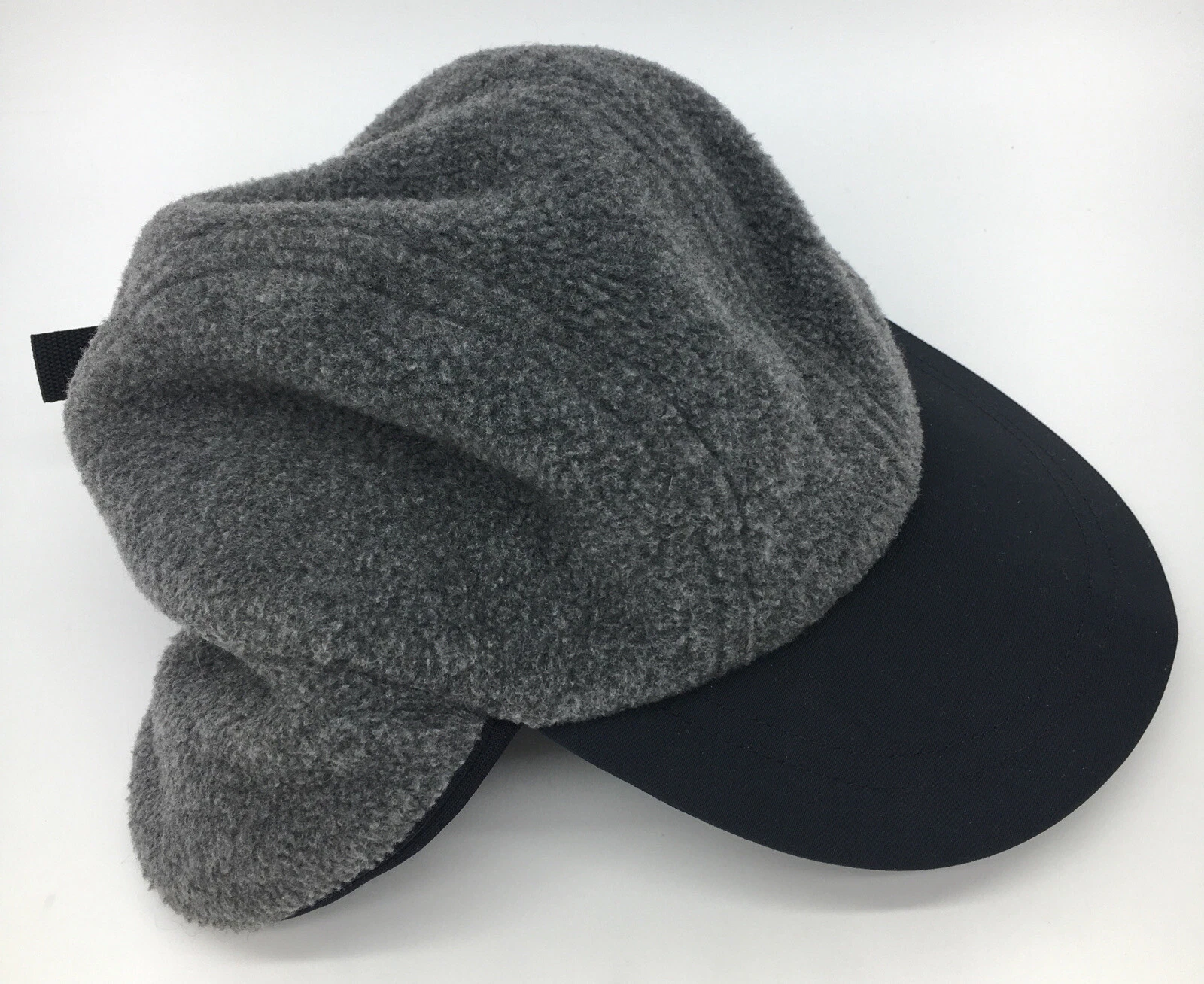 Vintage LL BEAN Fleece Hat Cap Ear Flaps Unisex S/M Gray Made In USA