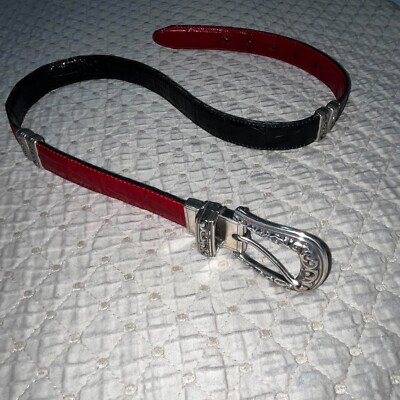 Vintage Brighton Reversible Belt Black Red Leather Silver  display picture 1