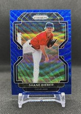 2022 Panini Prizm Baseball SHANE BIEBER #192 BLUE WAVE PRIZM /60 Guardians