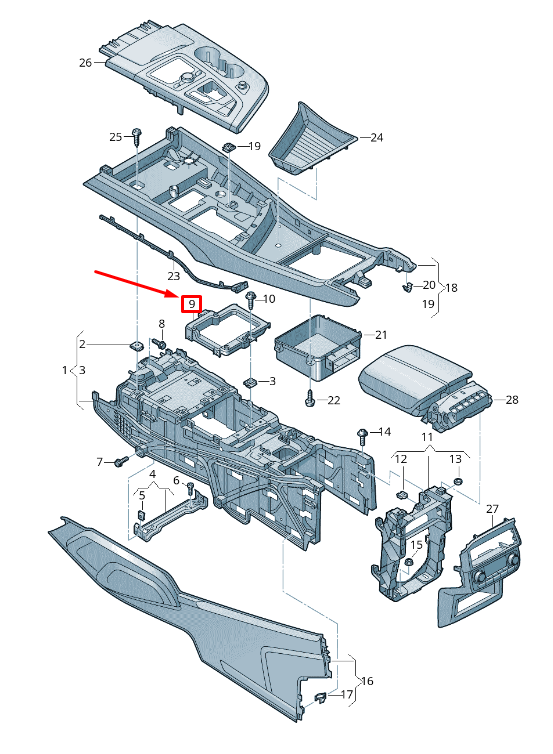 NOUVEAU PANNEAU DE CONSOLE CENTRALE AUDI Q7 4M RHD 4M2863531 ORIGINAL