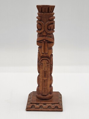 Vintage Wooden Hand Carved Tike/Totum Candlestick Mexico