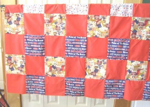 Patriotic Veteran RWB quilt top 64" 8"" squares, cotton #1114 - Picture 5 of 5