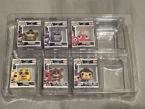 FNAF Funko Bitty Pop Lot of 6 + 2 Display Cases Common Freddy Bonnie Chica Foxy