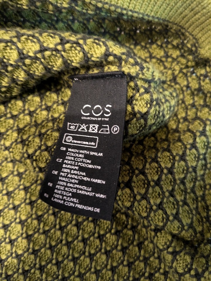 COS womens jumper dress navy & green Knit M 10 12 long sleeve Cotton