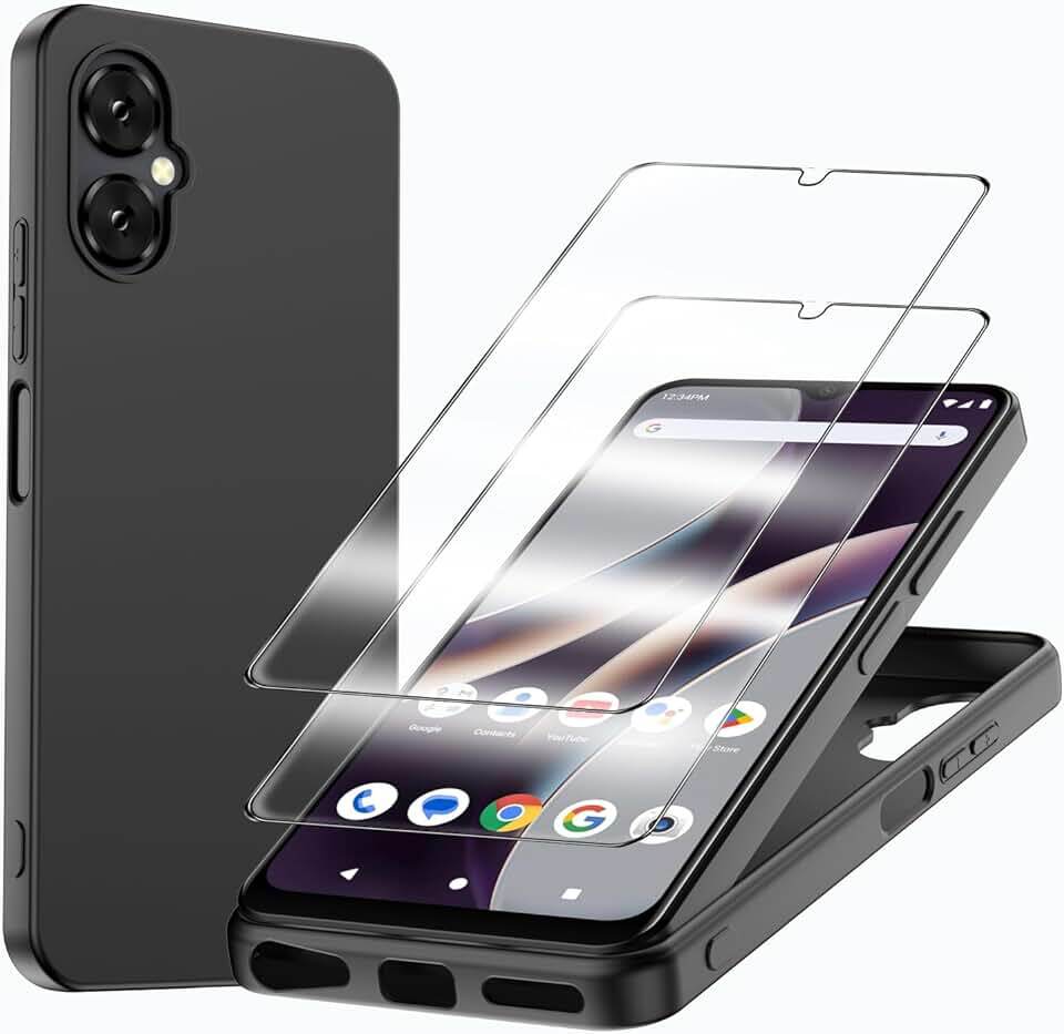 for BLU G53 Case with 2 Pack Tempered Glass Screen Protector Shockproof Soft