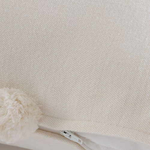 New IKEA TAGHAKMAL Cushion Pillow Cover Beige Handmade Pompon 20x20