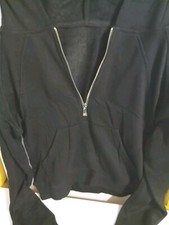 Women's Black Hooded Sweatshirt New Size Small Half Zippered Front