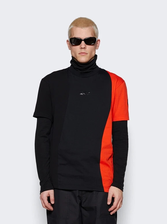 【MONCLER X ADIDAS】ジャージーTシャツ Moncler x Adidas T-Shirt Men's Size M Black Orange Cotton
