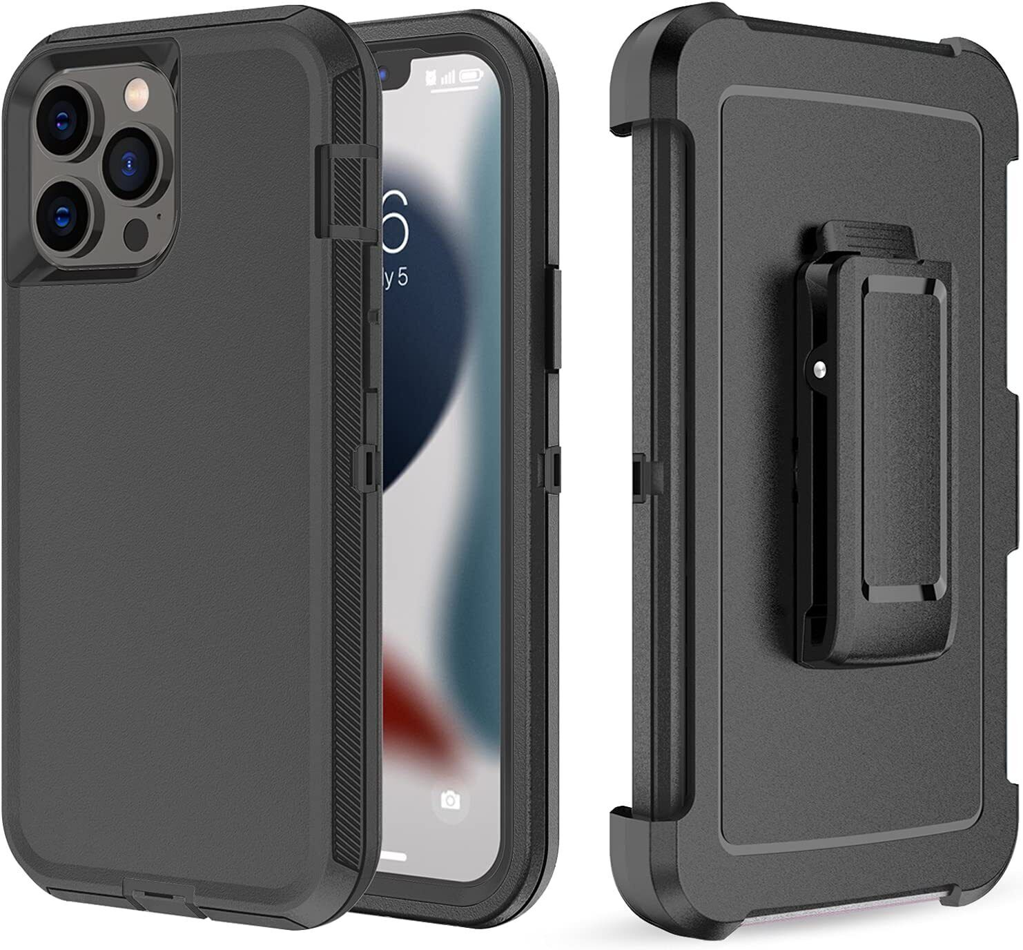 For iPhone 11 11 Pro Max Black Shockproof Defender Case w/Belt