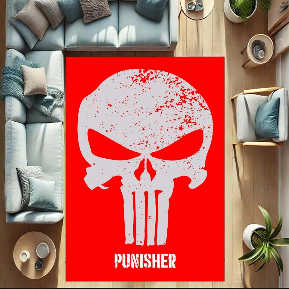 Punisher Rug, Skull Carpet, Marvel Decor, Superhero Room Rug, Comic Book Rug - Image 4 of 4
