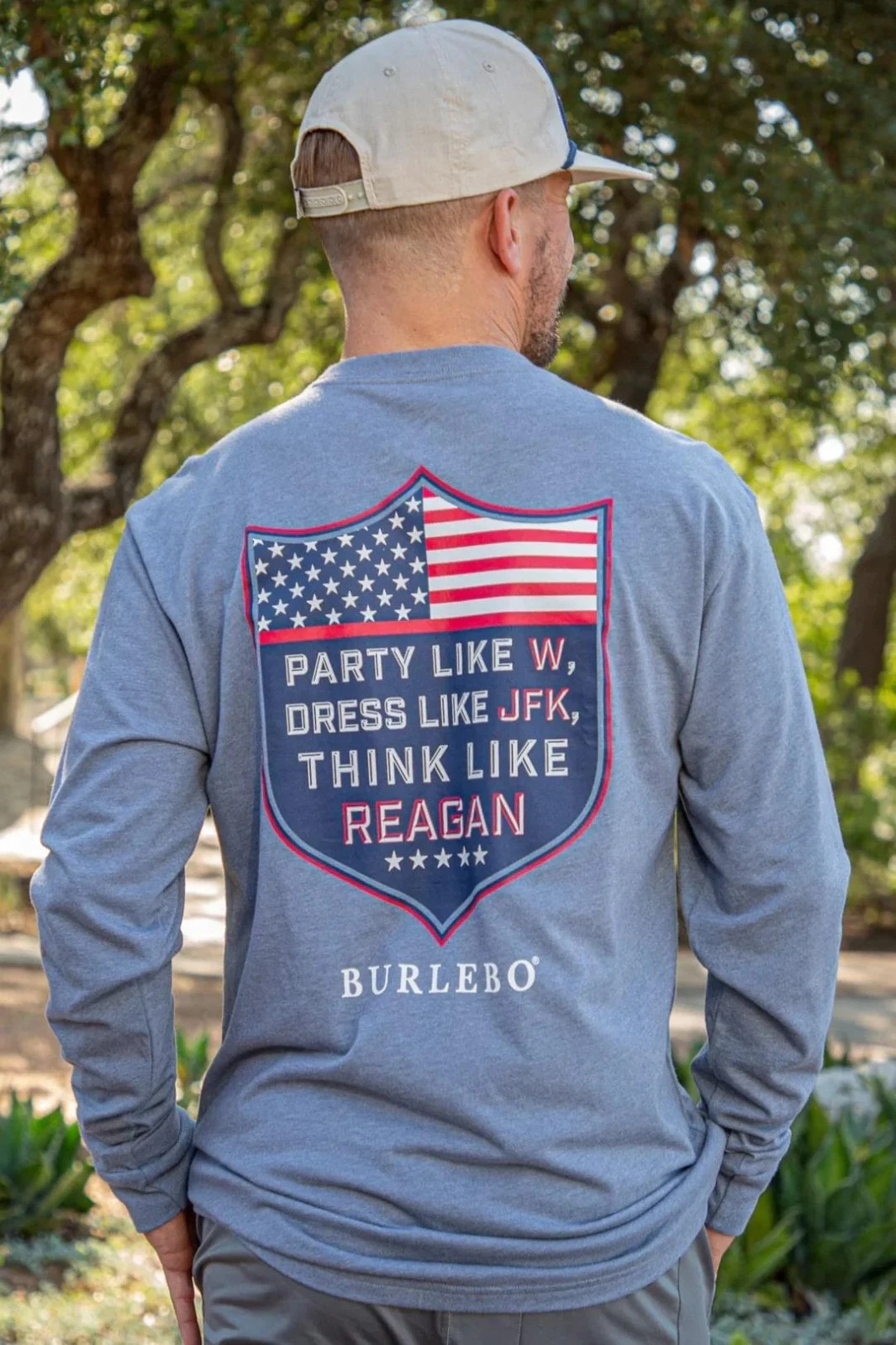 Burlebo Party Like W Dress Like JFK Like Reagan Long Sleeve Tee Mens 2X NEW