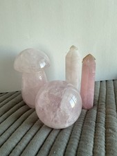 Rose Quartz Crystal Set – Sphere Mushroom & Towers Healing Crystals Bundle