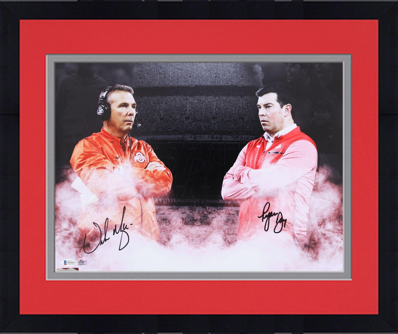 Urban Meyer Autographed Signed Ohio State Buckeyes Framed Ryan Day & 16" x 20" Photograph 