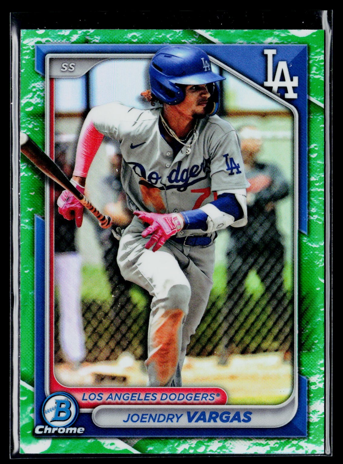 2023 Bowman Chrome #BCP-218 Joendry Vargas #/99 Green RefractorDodgers