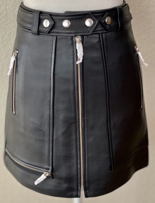 NWOT ENA PELLY New Yorker Leather Mini Skirt Black Smooth Buttery Soft US 2