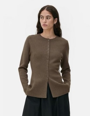 Primark The Edit Peplum Wool Mix Brown Cardigan M New Top