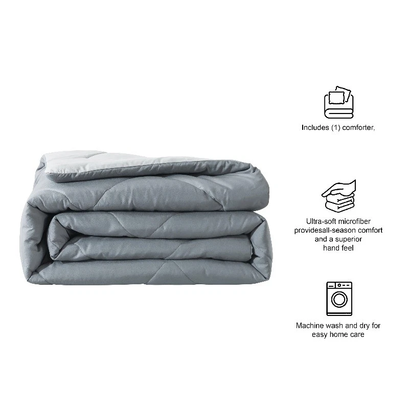 Edredón reversible de microfibra Mainstays, gris, doble-XL Foto 3 de 4