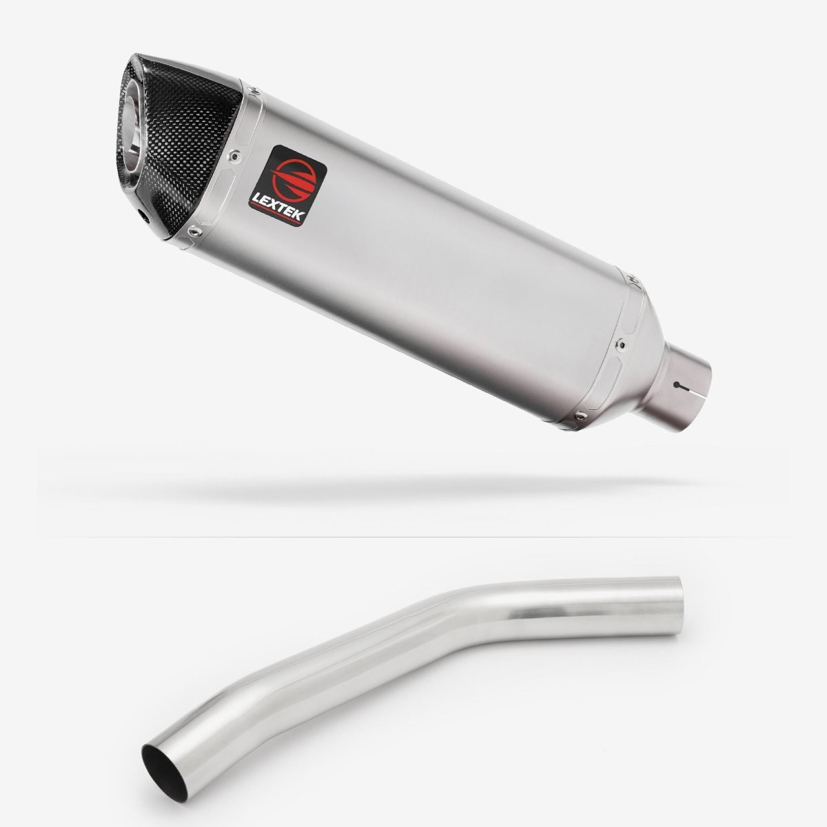 Lextek Stainless Steel VP1 Matt 300mm Exhaust with Link Pipe Silencer Chrome