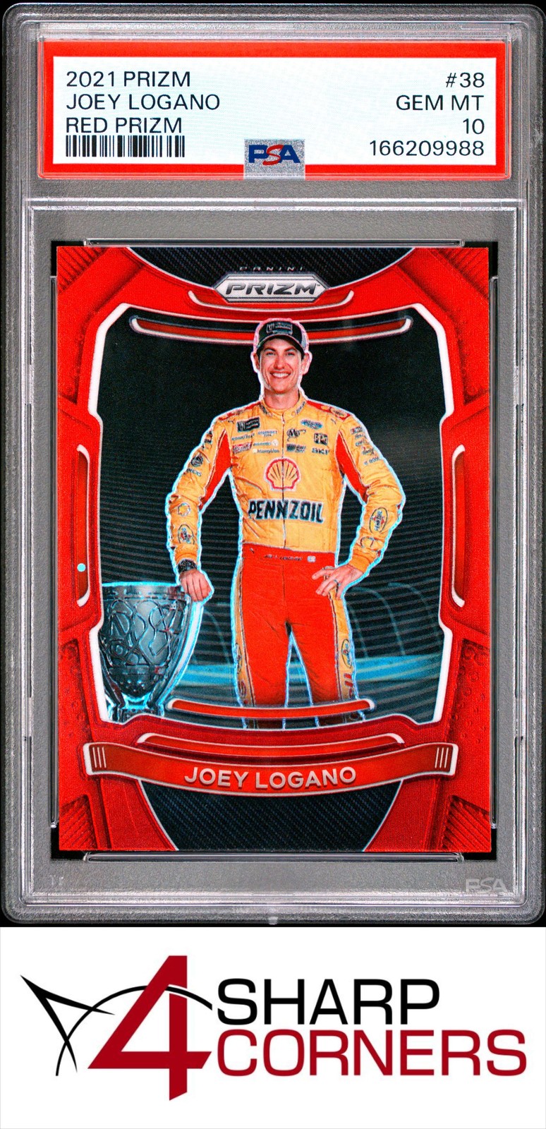 2021 PANINI PRIZM RED #38 JOEY LOGANO POP 1 PSA 10