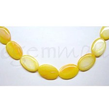 32 Yellow Mother of Pearl Shell Flat Oval Beads 17x25mm 75013